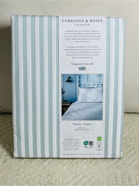 Seaglass Pinstripe Bedding Sheet Seaglass cabbages and roses king size